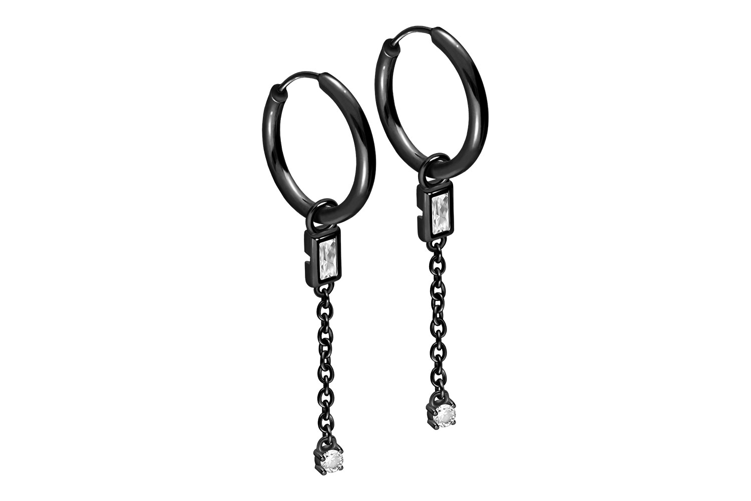 Chirurgenstahl Ohrclicker Creolen KRISTALLE + KETTE von Piercingline